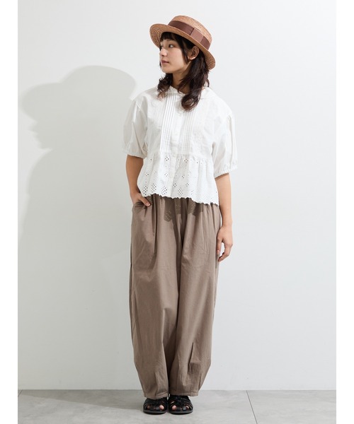 Samansa Mos2(サマンサ モスモス)の「【販路限定】パフスリーブレースブラウス(シャツ/ブラウス・レディース・オフホワイト/ブラック/ミント・F)」の9枚目の写真