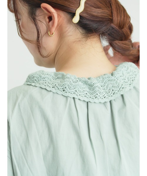 Samansa Mos2(サマンサ モスモス)の「【販路限定】パフスリーブレースブラウス(シャツ/ブラウス・レディース・オフホワイト/ブラック/ミント・F)」の15枚目の写真