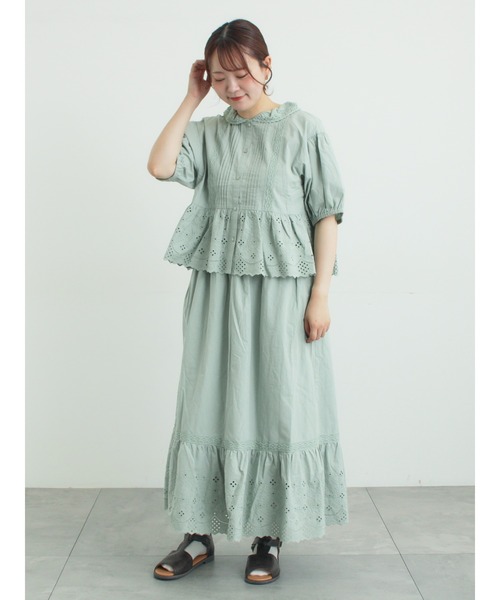Samansa Mos2(サマンサ モスモス)の「【販路限定】パフスリーブレースブラウス(シャツ/ブラウス・レディース・オフホワイト/ブラック/ミント・F)」の17枚目の写真