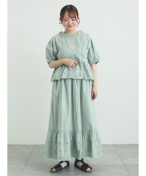 Samansa Mos2(サマンサ モスモス)の「【販路限定】パフスリーブレースブラウス(シャツ/ブラウス・レディース・オフホワイト/ブラック/ミント・F)」の18枚目の写真