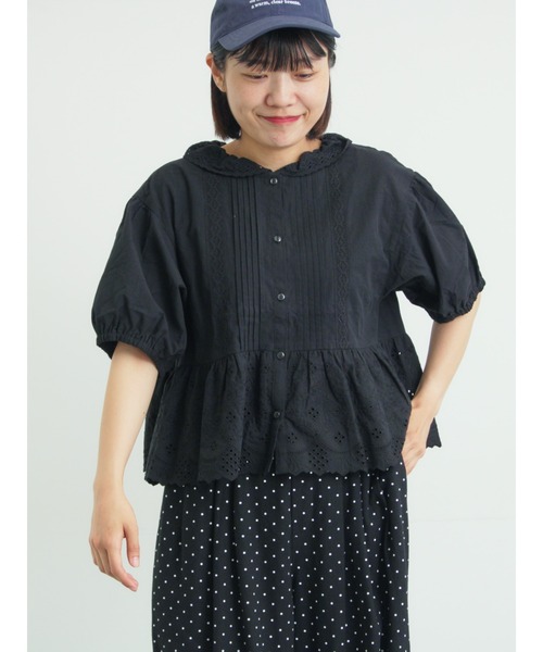 Samansa Mos2(サマンサ モスモス)の「【販路限定】パフスリーブレースブラウス(シャツ/ブラウス・レディース・オフホワイト/ブラック/ミント・F)」の22枚目の写真