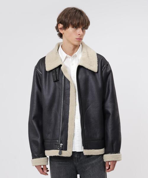 Alpha Industries（アルファインダストリーズ）の「Alpha Industries/アルファインダストリーズ/MOUTON B-3 RELAXED FIT JACKET/ムートンB-3 リラックスフィットジャケット（ムートンコート・メンズ・ブラック/ブラウン・S/M/L/2XL/XL/XS）」の3枚目の写真