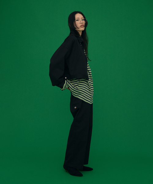 MILLER（ミラー）の「MILLER 別注 border shirt：カットソー（Tシャツ/カットソー・レディース・グリーン/ブラック・FREE）」の5枚目の写真