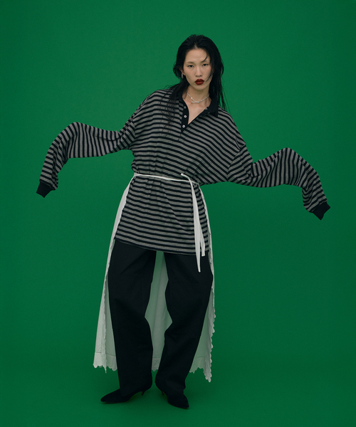 MILLER（ミラー）の「MILLER 別注 border shirt：カットソー（Tシャツ/カットソー・レディース・グリーン/ブラック・FREE）」の6枚目の写真