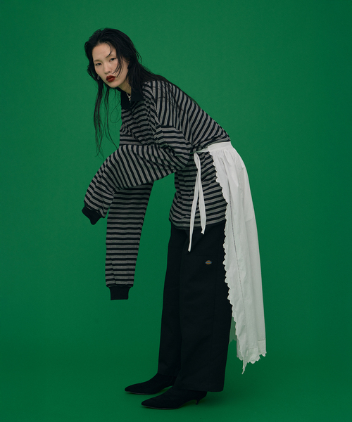 MILLER（ミラー）の「MILLER 別注 border shirt：カットソー（Tシャツ/カットソー・レディース・グリーン/ブラック・FREE）」の7枚目の写真