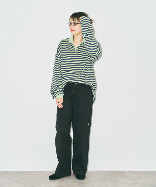 MILLER（ミラー）の「MILLER 別注 border shirt：カットソー（Tシャツ/カットソー・レディース・グリーン/ブラック・FREE）」の9枚目の写真