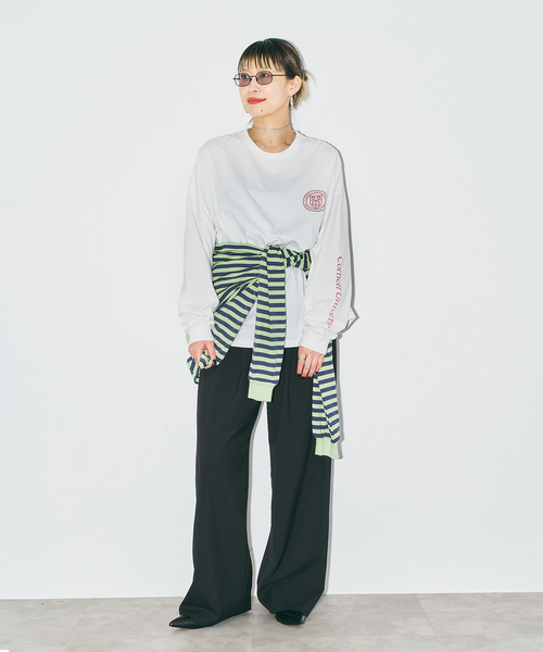 MILLER（ミラー）の「MILLER 別注 border shirt：カットソー（Tシャツ/カットソー・レディース・グリーン/ブラック・FREE）」の13枚目の写真
