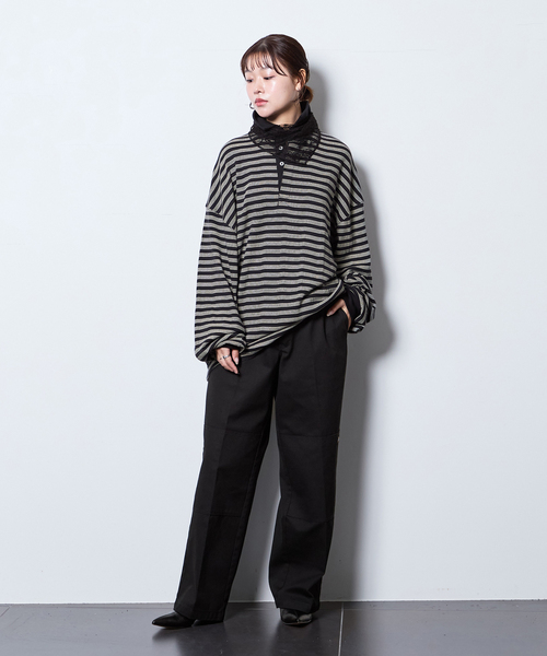 MILLER（ミラー）の「MILLER 別注 border shirt：カットソー（Tシャツ/カットソー・レディース・グリーン/ブラック・FREE）」の14枚目の写真