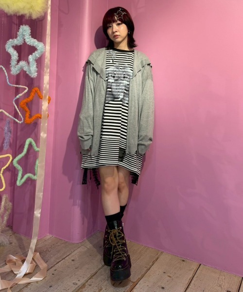 Candy Stripper(キャンディストリッパー)の「SAILOR ZIP KNIT カーディガン(カーディガン/ボレロ・レディース・ヘザーグレー/ブラック・FREE)」の9枚目の写真