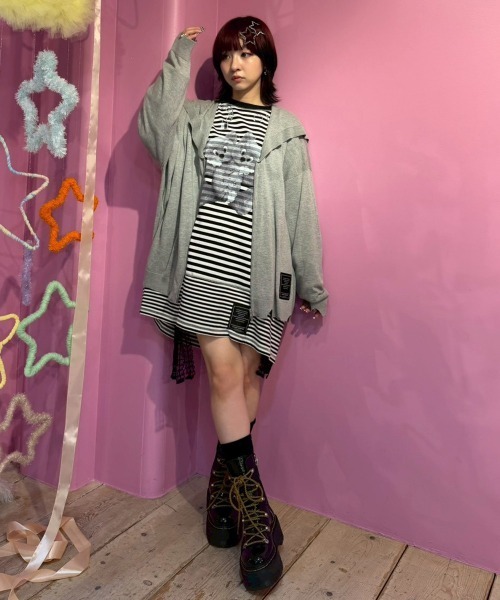 Candy Stripper(キャンディストリッパー)の「SAILOR ZIP KNIT カーディガン(カーディガン/ボレロ・レディース・ヘザーグレー/ブラック・FREE)」の10枚目の写真