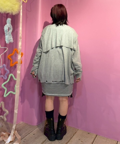 Candy Stripper(キャンディストリッパー)の「SAILOR ZIP KNIT カーディガン(カーディガン/ボレロ・レディース・ヘザーグレー/ブラック・FREE)」の11枚目の写真
