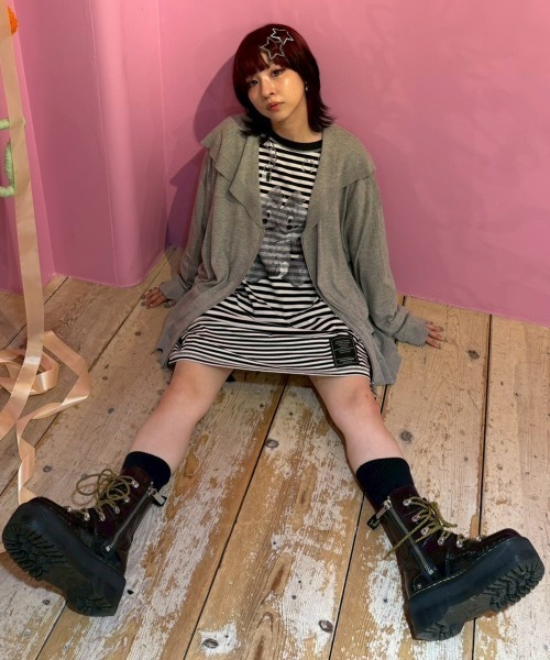 Candy Stripper(キャンディストリッパー)の「SAILOR ZIP KNIT カーディガン(カーディガン/ボレロ・レディース・ヘザーグレー/ブラック・FREE)」の12枚目の写真