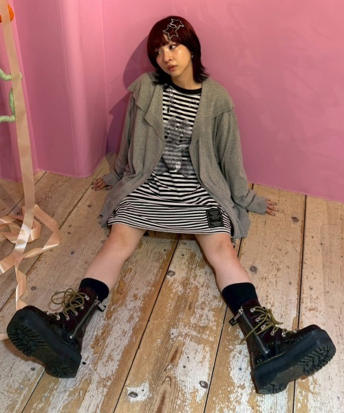 Candy Stripper(キャンディストリッパー)の「SAILOR ZIP KNIT カーディガン(カーディガン/ボレロ・レディース・ヘザーグレー/ブラック・FREE)」の13枚目の写真