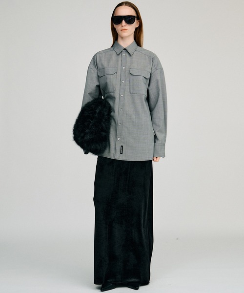 PRANK PROJECT(プランクプロジェクト)の「【2026Autumn Pre-Order】ピンチェックオーバーシャツ / Pin Check Overshirt(シャツ/ブラウス・レディース・グレー・FREE)」の4枚目の写真