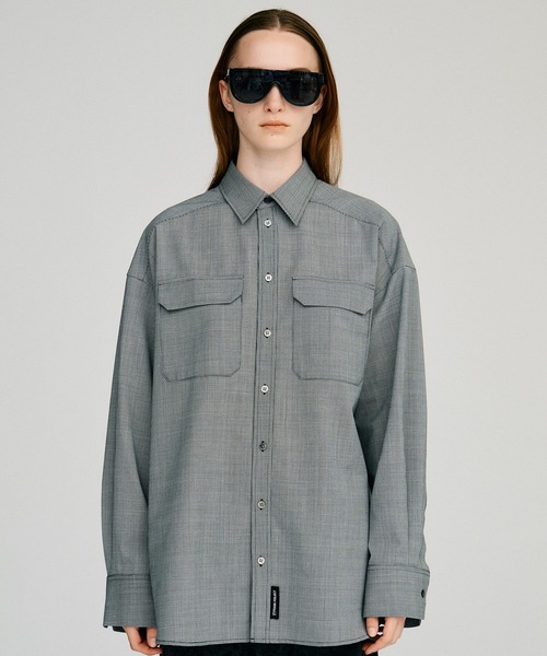 PRANK PROJECT(プランクプロジェクト)の「【2026Autumn Pre-Order】ピンチェックオーバーシャツ / Pin Check Overshirt(シャツ/ブラウス・レディース・グレー・FREE)」の6枚目の写真