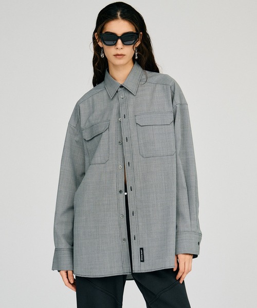 PRANK PROJECT(プランクプロジェクト)の「【2026Autumn Pre-Order】ピンチェックオーバーシャツ / Pin Check Overshirt(シャツ/ブラウス・レディース・グレー・FREE)」の5枚目の写真