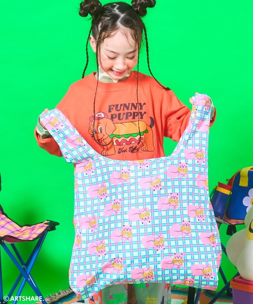 MARKEY'S(マーキーズ)の「【別注】wiggle wiggle 総柄エコバッグ(エコバッグ/サブバッグ・キッズ・ブルー/グリーン・FREE)」の1枚目の写真