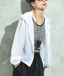 【接触冷感】シフォンワッシャーフードＺＩＰブルゾン