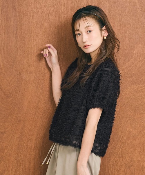 coca(coca)(コカ)の「【西山茉希様着用】チュール半袖ブラウス(シャツ/ブラウス・レディース・ブラック/アイボリー・L/M/S)」の12枚目の写真