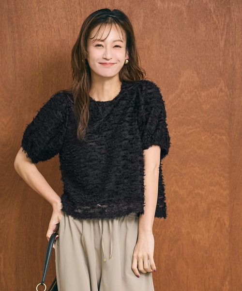 coca(coca)(コカ)の「【西山茉希様着用】チュール半袖ブラウス(シャツ/ブラウス・レディース・ブラック/アイボリー・L/M/S)」の13枚目の写真