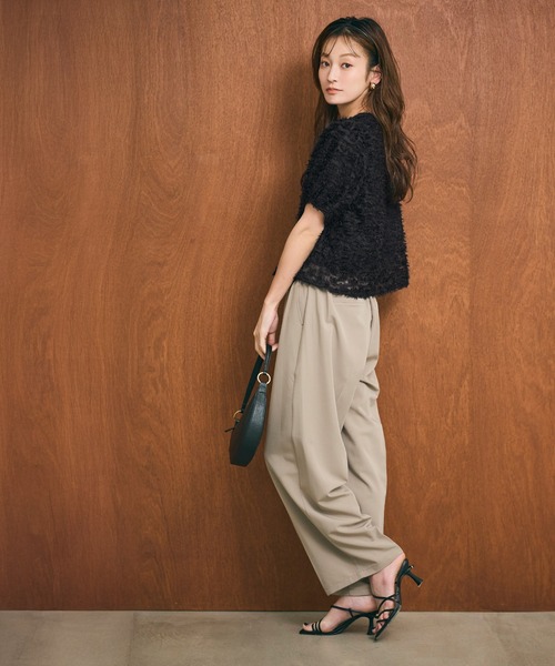 coca(coca)(コカ)の「【西山茉希様着用】チュール半袖ブラウス(シャツ/ブラウス・レディース・ブラック/アイボリー・L/M/S)」の14枚目の写真