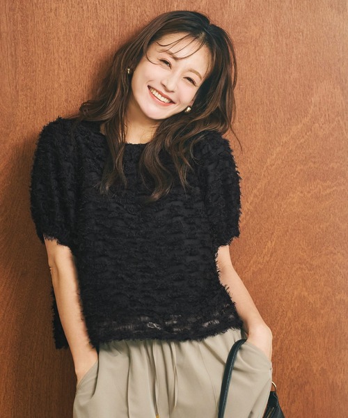 coca(coca)(コカ)の「【西山茉希様着用】チュール半袖ブラウス(シャツ/ブラウス・レディース・ブラック/アイボリー・L/M/S)」の15枚目の写真