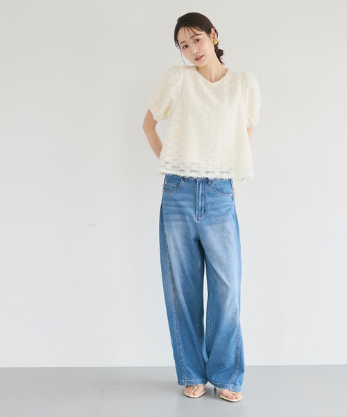 coca(coca)(コカ)の「【西山茉希様着用】チュール半袖ブラウス(シャツ/ブラウス・レディース・ブラック/アイボリー・L/M/S)」の16枚目の写真