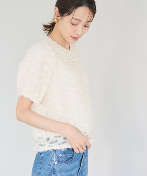 coca(coca)(コカ)の「【西山茉希様着用】チュール半袖ブラウス(シャツ/ブラウス・レディース・ブラック/アイボリー・L/M/S)」の17枚目の写真