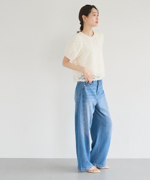 coca(coca)(コカ)の「【西山茉希様着用】チュール半袖ブラウス(シャツ/ブラウス・レディース・ブラック/アイボリー・L/M/S)」の20枚目の写真
