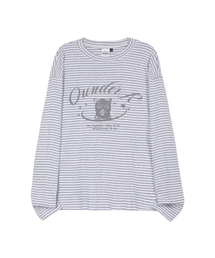 OUNDERR（オアンダーアール）の「STAR_CAT_オーバーサイズ_ストライプ_ロングスリーブ [グレーストライプ]（Tシャツ/カットソー）」