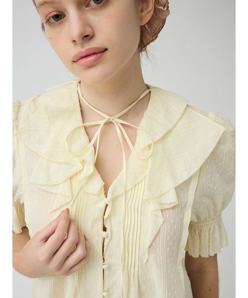 LILY BROWN(リリーブラウン)の「コットンボイルラッフルブラウス(シャツ/ブラウス・レディース・イエロー/ホワイト/ブラック・F)」の8枚目の写真