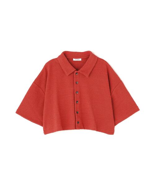 CLANE(クラネ)の「CLANE/クラネ/CRISP CROPPED POLO TOPS(ポロシャツ・レディース・ブラック/アイボリー/レッド・F)」の3枚目の写真