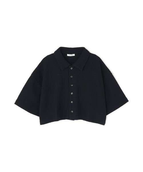 CLANE(クラネ)の「CLANE/クラネ/CRISP CROPPED POLO TOPS(ポロシャツ・レディース・ブラック/アイボリー/レッド・F)」の2枚目の写真