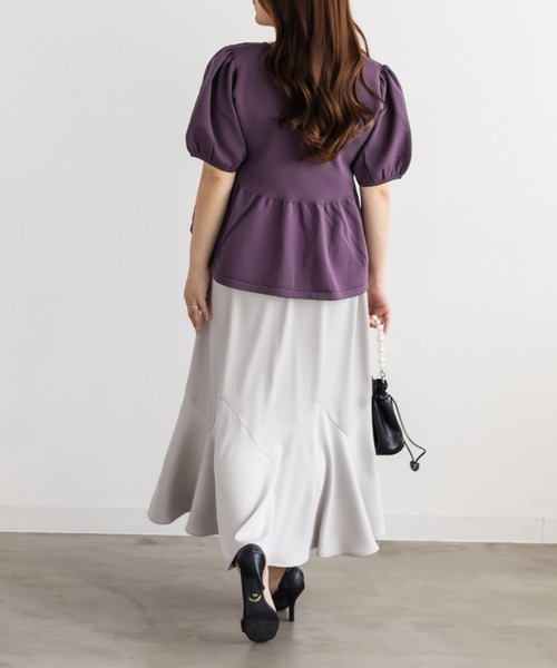 CLETTE（クレット）の「フロント釦ペプラムニット（ニット/セーター・レディース・パープル/モカ/ブラック・3L/LL/4L）」の15枚目の写真