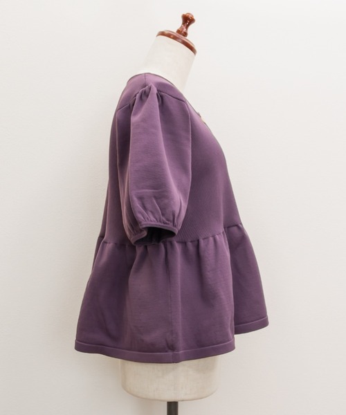 CLETTE（クレット）の「フロント釦ペプラムニット（ニット/セーター・レディース・パープル/モカ/ブラック・3L/LL/4L）」の12枚目の写真