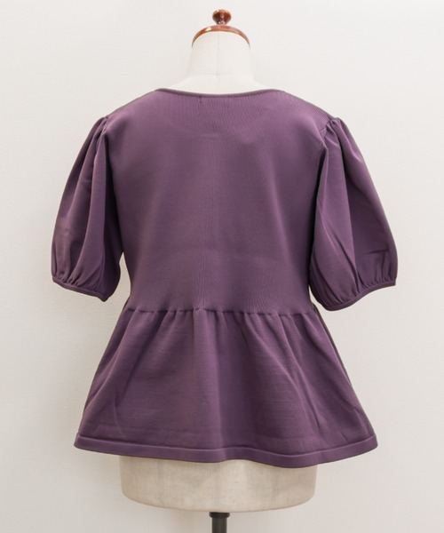 CLETTE（クレット）の「フロント釦ペプラムニット（ニット/セーター・レディース・パープル/モカ/ブラック・3L/LL/4L）」の9枚目の写真