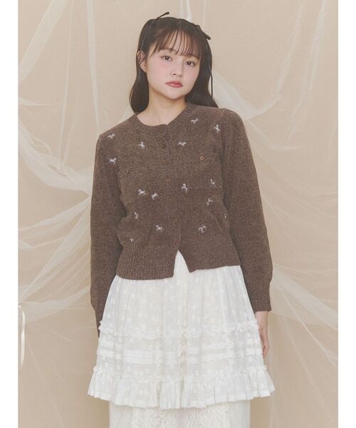 horse embroidery knit（カーディガン/ボレロ）｜merry jenny（メリー