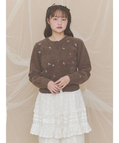 merry jenny(メリージェニー)の「horse embroidery knit(カーディガン/ボレロ・レディース・ライトブルー/ブラウン・FREE)」の6枚目の写真
