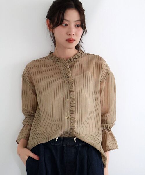 le.coeur blanc(ルクールブラン)の「シアーストライプフリルブラウス(シャツ/ブラウス・レディース・アイボリー/ベージュ・38)」の7枚目の写真