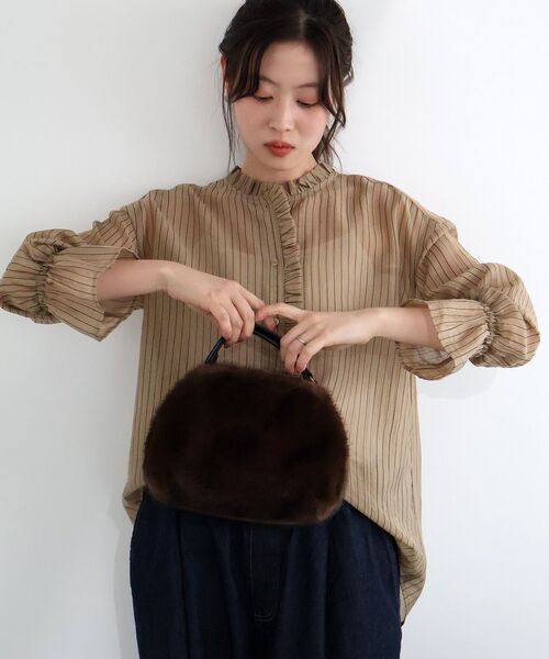 le.coeur blanc(ルクールブラン)の「シアーストライプフリルブラウス(シャツ/ブラウス・レディース・アイボリー/ベージュ・38)」の8枚目の写真