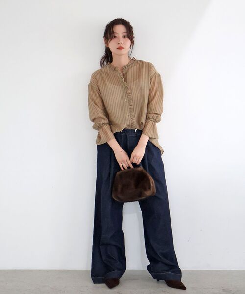 le.coeur blanc(ルクールブラン)の「シアーストライプフリルブラウス(シャツ/ブラウス・レディース・アイボリー/ベージュ・38)」の14枚目の写真