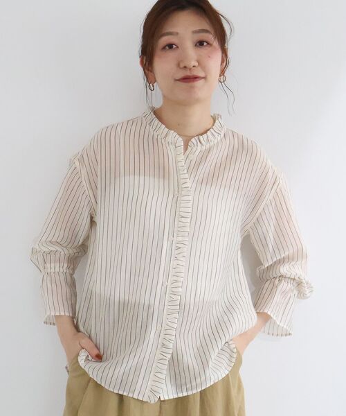 le.coeur blanc(ルクールブラン)の「シアーストライプフリルブラウス(シャツ/ブラウス・レディース・アイボリー/ベージュ・38)」の18枚目の写真