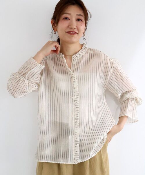 le.coeur blanc(ルクールブラン)の「シアーストライプフリルブラウス(シャツ/ブラウス・レディース・アイボリー/ベージュ・38)」の19枚目の写真