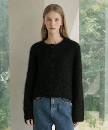 Boucle Round Knit Cardigan (black)