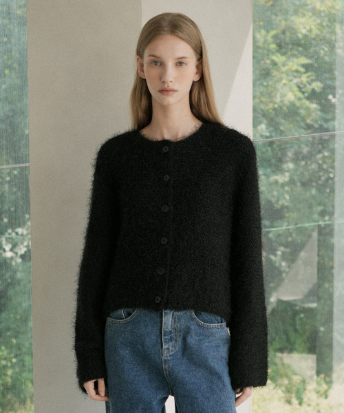 VLETI(ブレッティ)の「Boucle Round Knit Cardigan (black)(カーディガン/ボレロ・レディース・ブラック・FREE)」の1枚目の写真