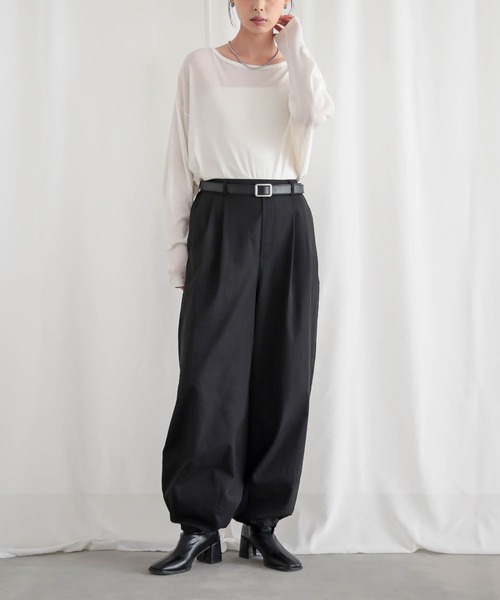 for/c（フォーシー）の「[低身長/高身長向けサイズ有]バルーンシルエットタックパンツ【サスティナブル】（その他パンツ・レディース・ネイビー/ブラック/ピンク/カーキ・M/L/LL/PM/TM）」の21枚目の写真