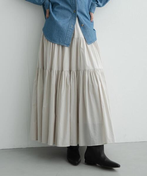 URBAN RESEARCH Sonny Label(アーバンリサーチサニーレーベル)の「コットンギャザーティアードスカート(スカート・レディース・ブラック/グレー系その他・FREE)」の2枚目の写真