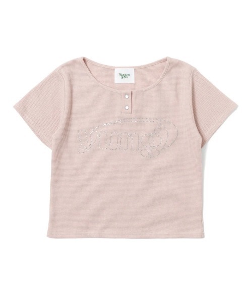 younger song（ヤンガーソング）の「yung logo rhinestone fit thermal henry ss tee（Tシャツ/カットソー・メンズ・Black/ボルドー/PINK/White・MEDIUM/SMALL）」の3枚目の写真