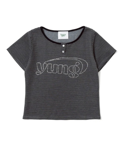 younger song（ヤンガーソング）の「yung logo rhinestone fit thermal henry ss tee（Tシャツ/カットソー・メンズ・Black/ボルドー/PINK/White・MEDIUM/SMALL）」の4枚目の写真