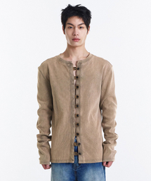 KICHUL（キチョル）の「Dense Button Henley Cardigan (Washed Beige)（カーディガン/ボレロ）」